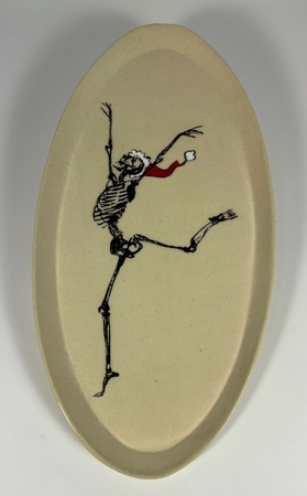 Dancing Christmas Skeleton Platter